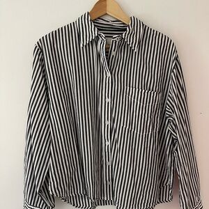 Maeve Black and White Striped Casual Shirt